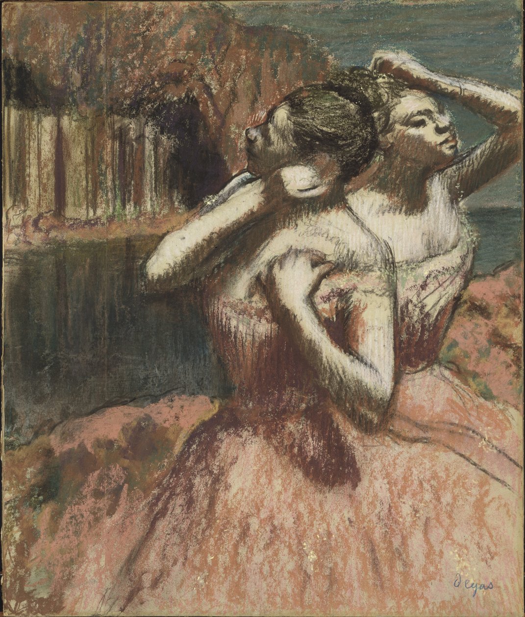 Kaksi tanssijaa (pastelli paperille ja pahville kiinnitettynä) tekijältä Edgar Degas