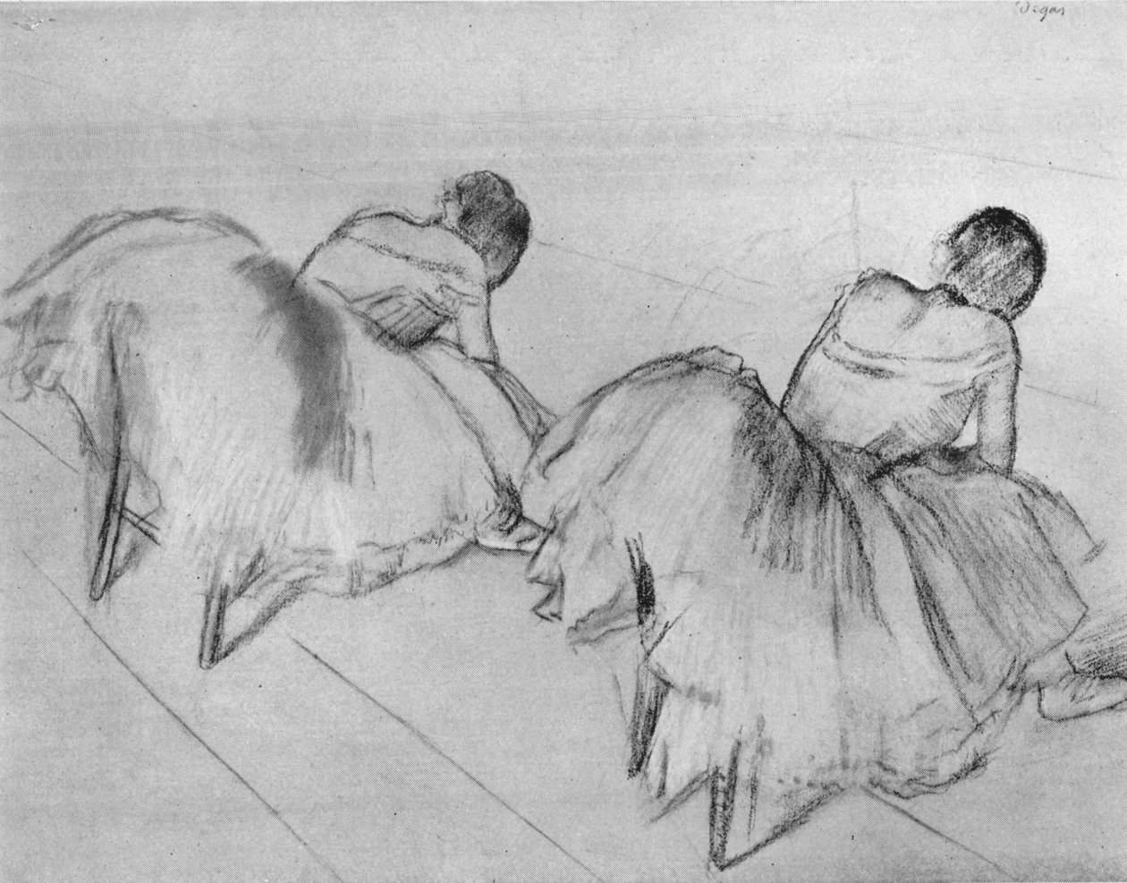Kaksi tanssijaa lepäämässä, 1900-luku tekijältä Edgar Degas
