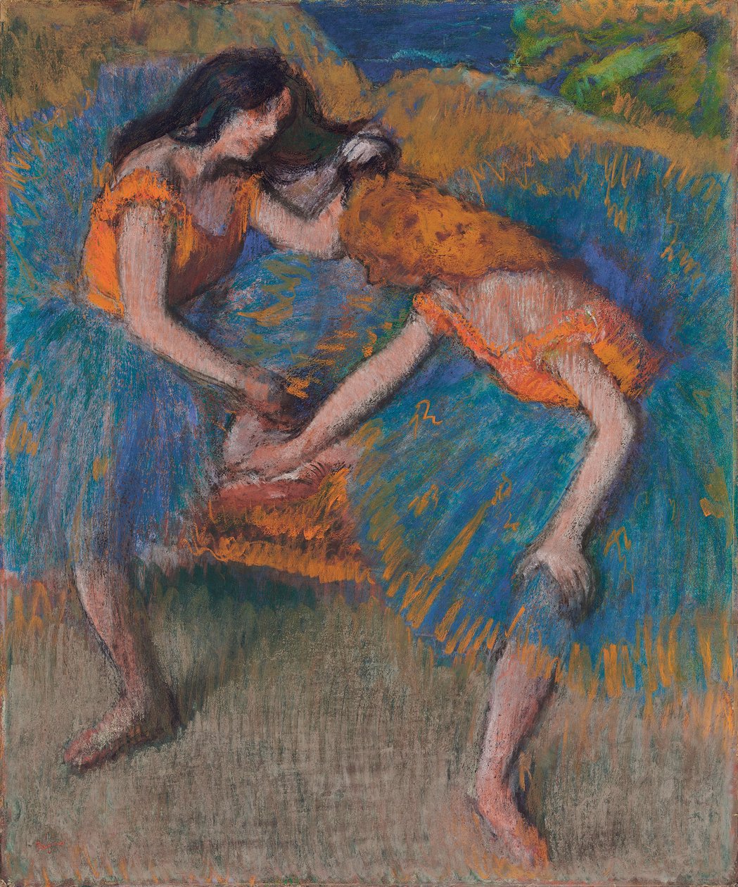Kaksi tanssijaa keltaisilla korsaasilla, n. 1902 tekijältä Edgar Degas