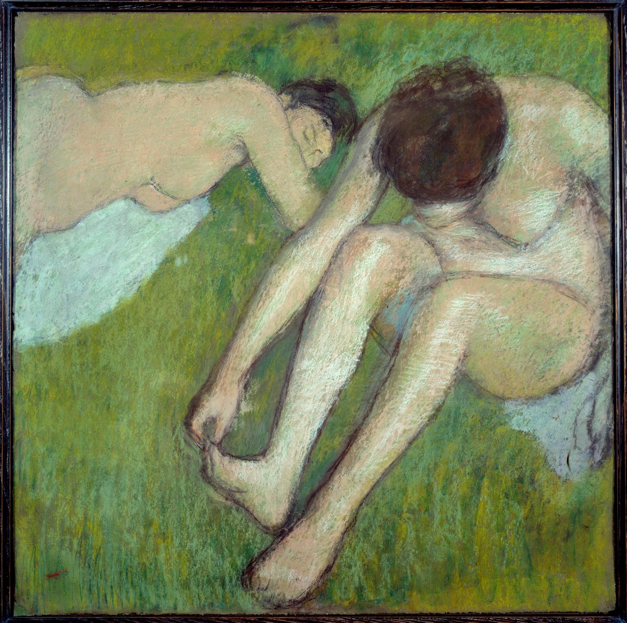 Kaksi uimaria pastellinurolla ruskealle paperille kirjoittanut Edgar Degas (1834-1917) 1890 Sun. 0,7x0,7 m Pariisi, Musee d