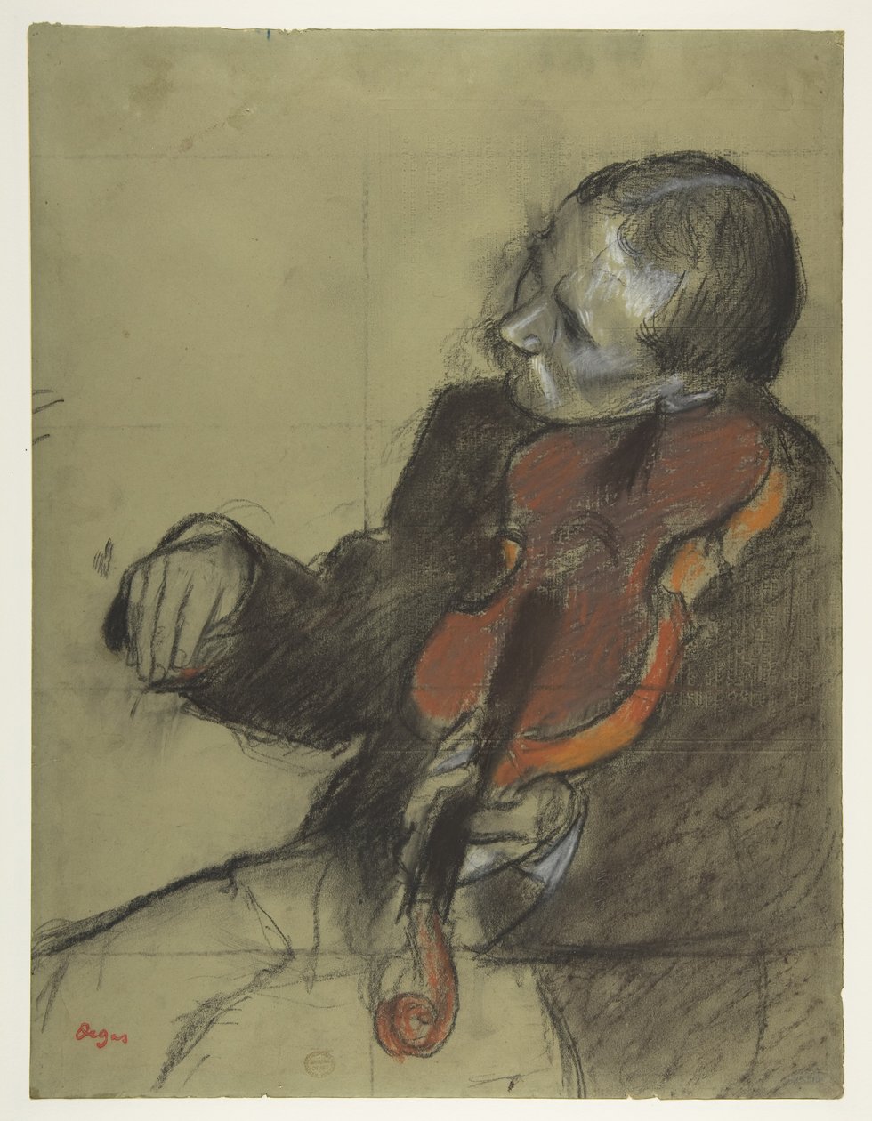 Viulisti, tutkielma teosta "Tanssitunti" varten tekijältä Edgar Degas