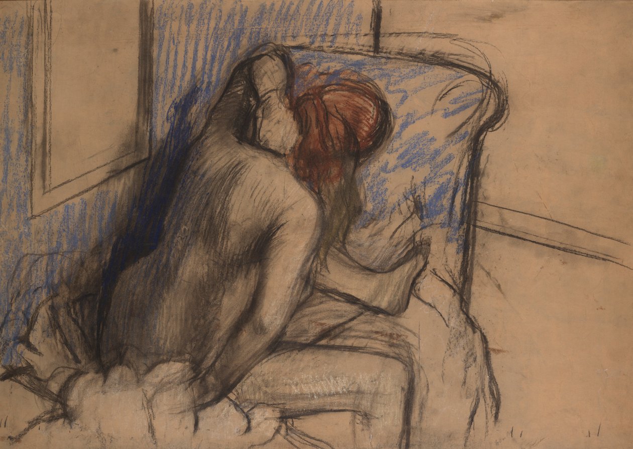 Nainen kuivaamassa hiuksiaan tekijältä Edgar Degas