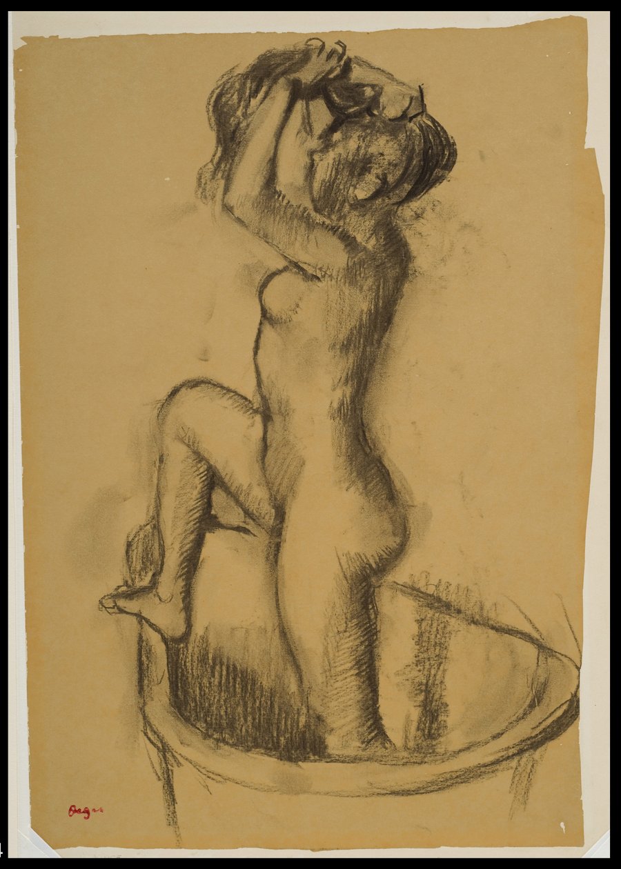 Nainen seisomassa kylpyammeessa, n. 1890-1892 tekijältä Edgar Degas