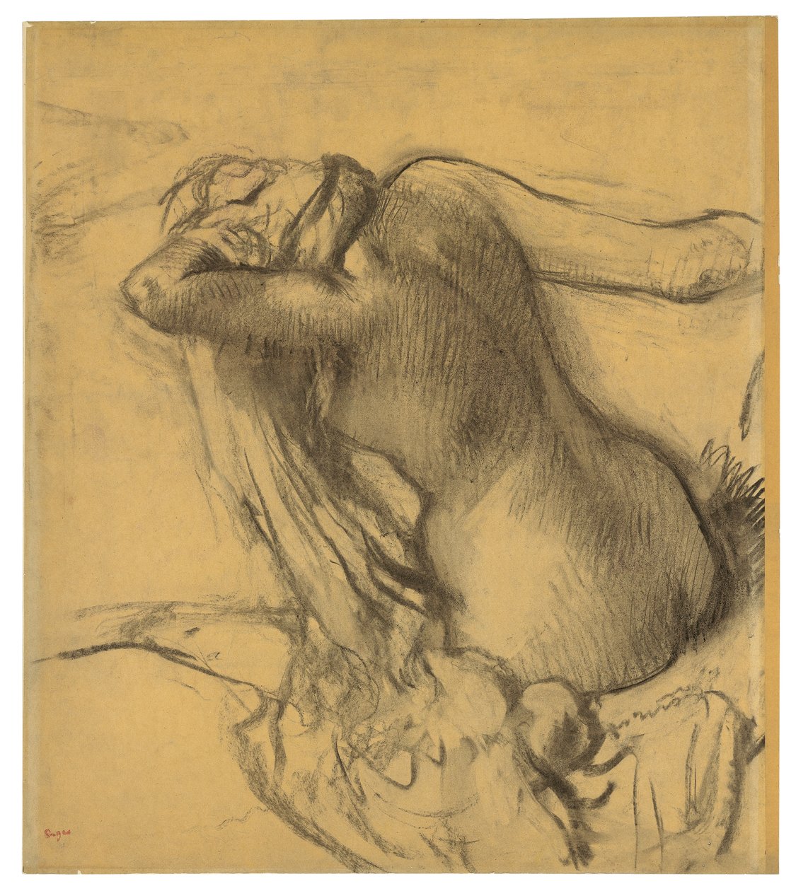 Nainen kuivaamassa hiuksiaan, n. 1890-1895 tekijältä Edgar Degas