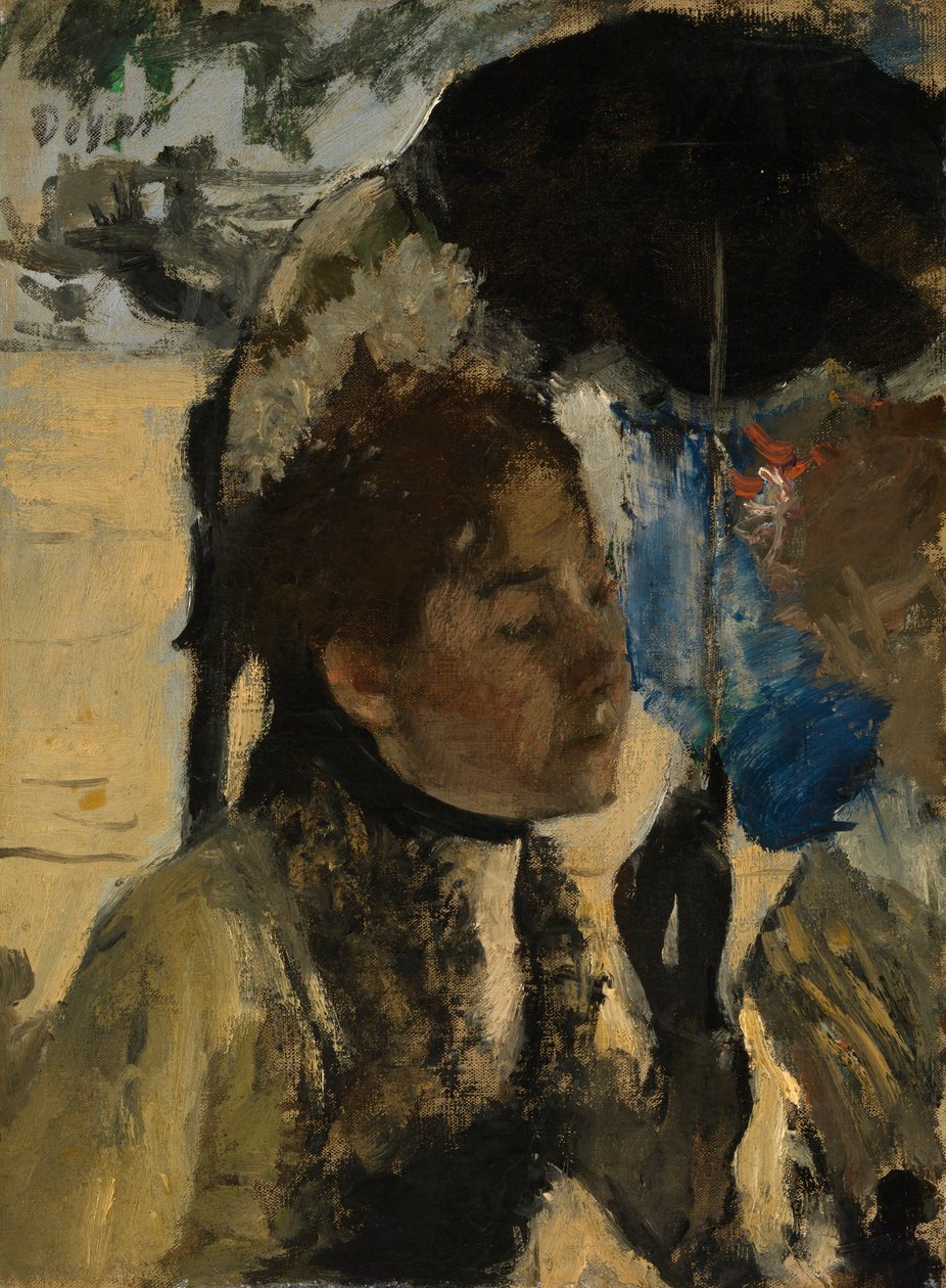 Nainen aurinkovarjolla, n. 1880 (öljy kankaalle) tekijältä Edgar Degas