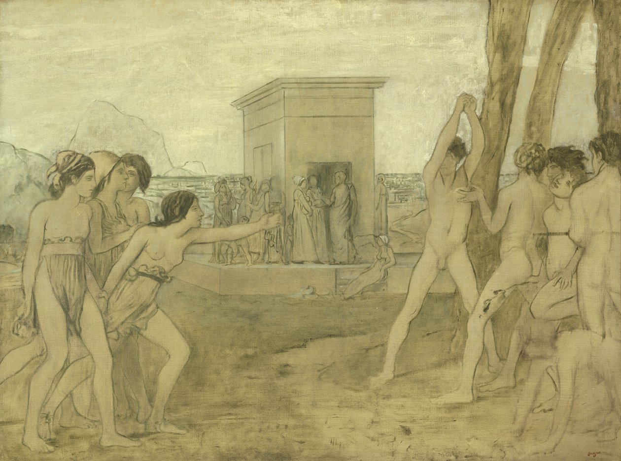 Nuoret spartalaiset tytöt haastavat pojat, n. 1860 tekijältä Edgar Degas