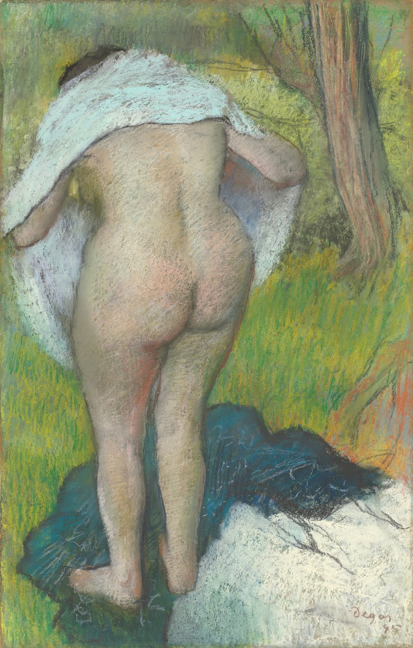 Nuori nainen pukeutuu itseään tekijältä Edgar Degas