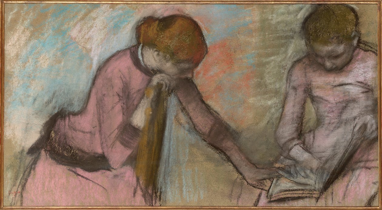 Nuoret tytöt katsomassa albumia, n. 1884 (pastelli paperille asetettuna kortille) tekijältä Edgar Degas