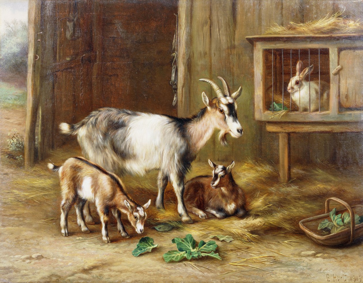 Vuohet kaninpesän luona tekijältä Edgar Hunt