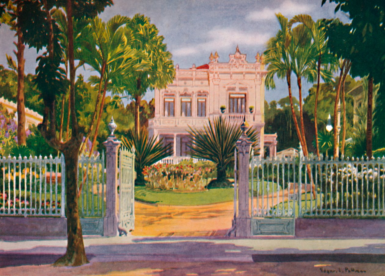 "Kreivi Paul de Frontinin asuinpaikka, Petropolis", 1914 tekijältä Edgar L Pattison