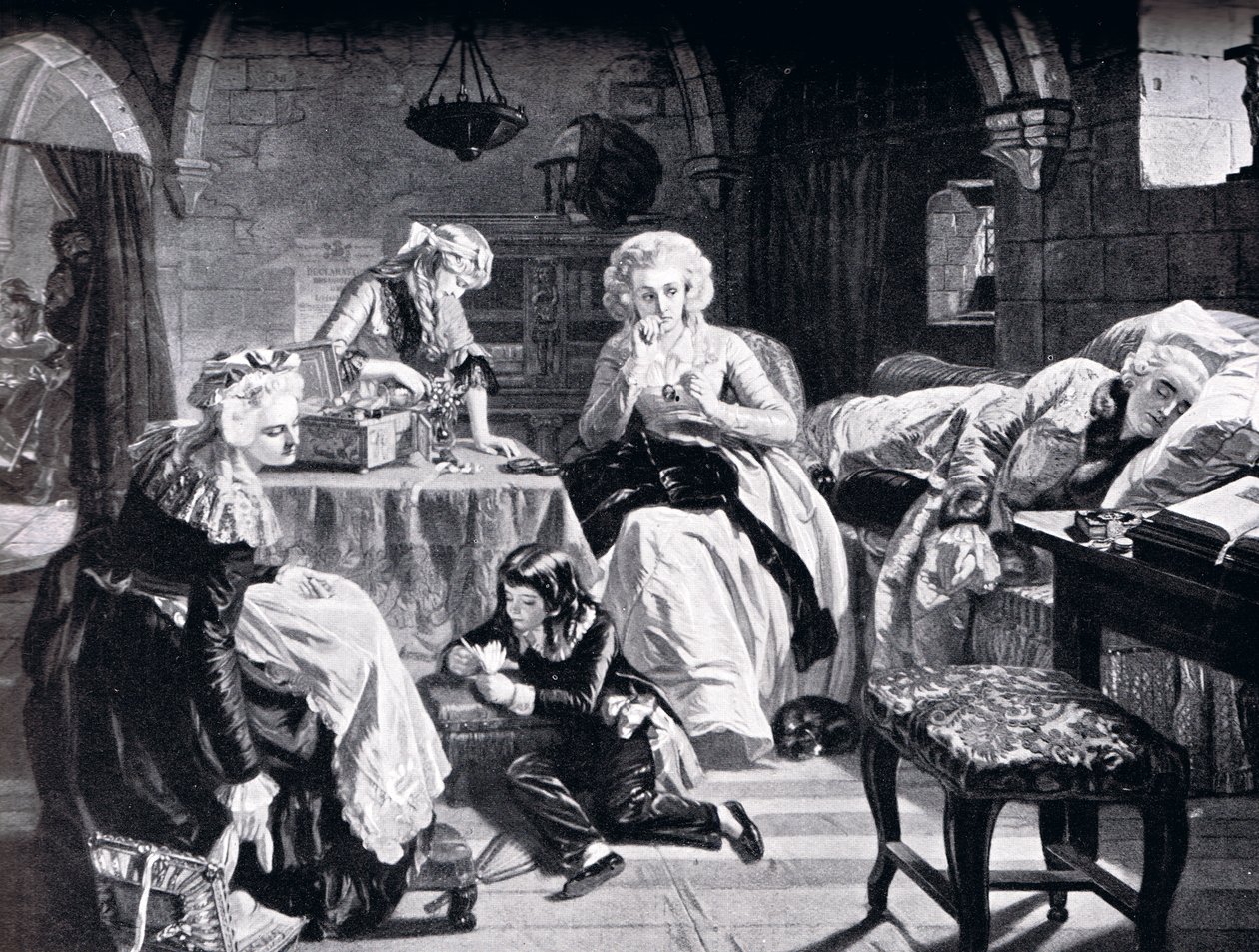 Ludvig XVI ja hänen perheensä Chateau du Templessä, "Kansakuntien historiasta" tekijältä Edgar Melville Ward