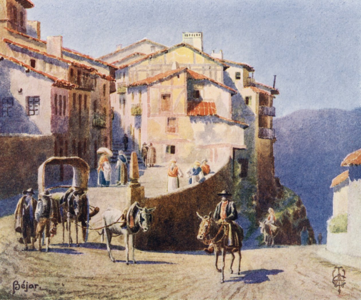 Pohjois-Espanja: Bejar, Lähestymistapa kaupunkiin (väri litho) tekijältä Edgar T. A. Wigram