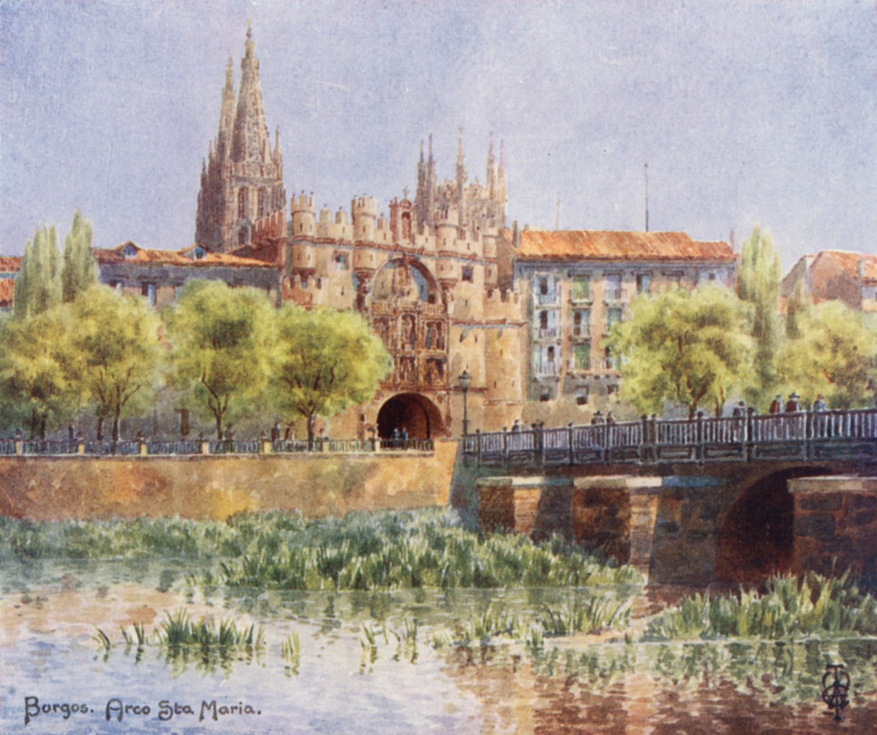 Pohjois-Espanja: Burgos, Arco Sta Maria (väri litho) tekijältä Edgar T. A. Wigram