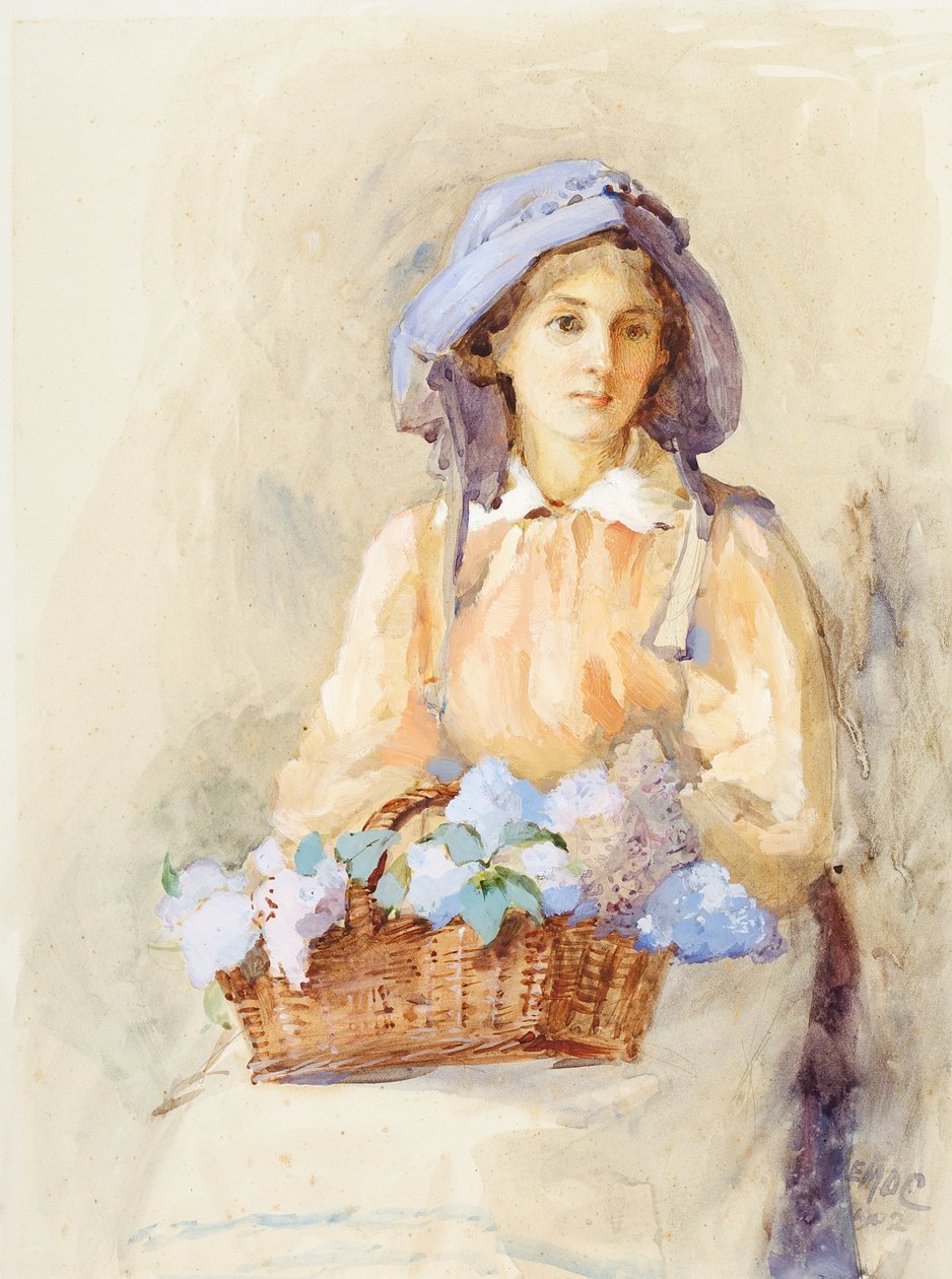 Lilac Sunbonnet, 1902 (wc paperilla) tekijältä Edith Mary Dorothy Collingwood