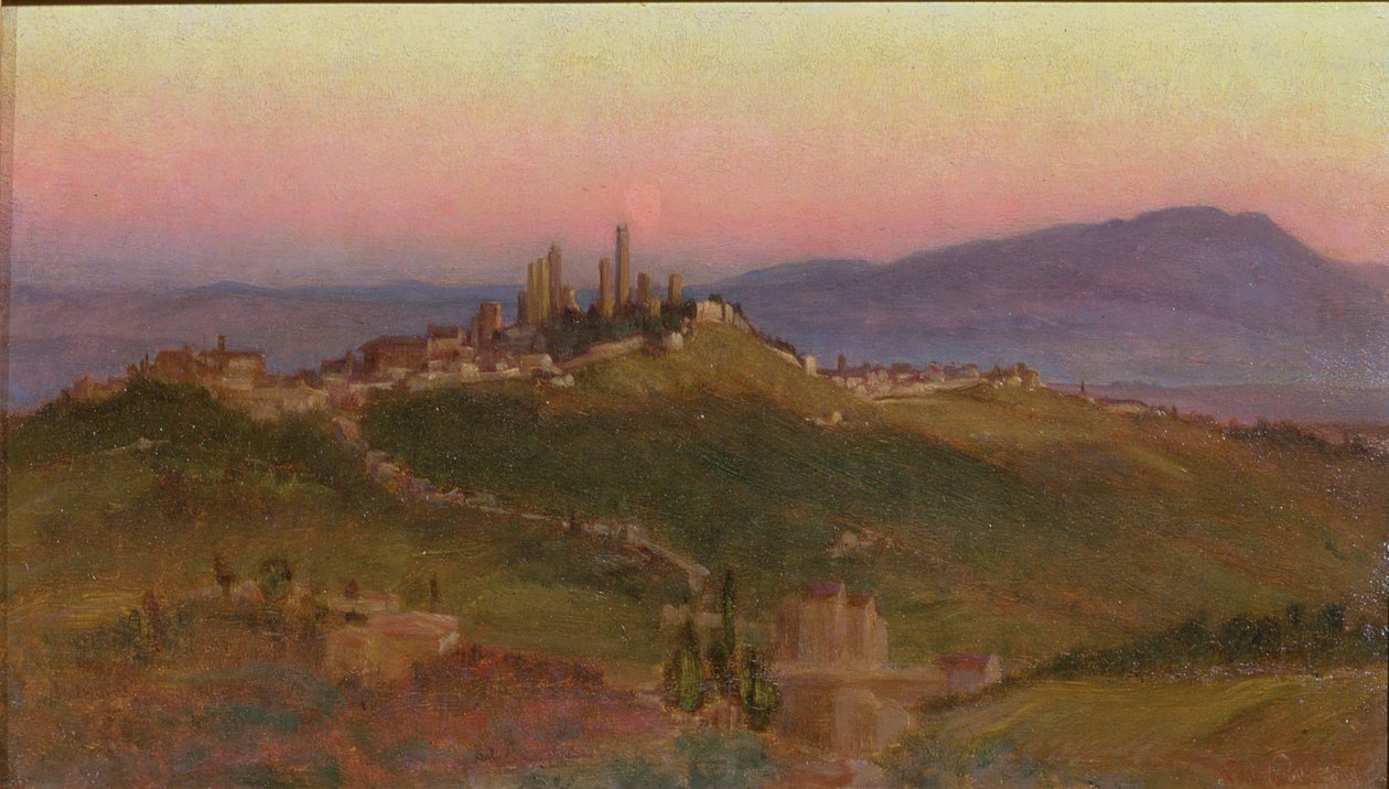 Näkymä San Gimignanoon, 1898 tekijältä Edith Ridley Corbet