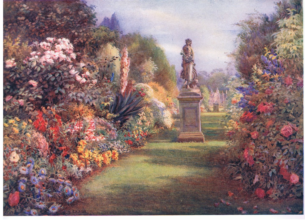 Ruohokävely Hampton Courtissa, The Gardens of England: Southern and Western Countiesissa, julkaisija The Studio tekijältä Edith Helena Adie