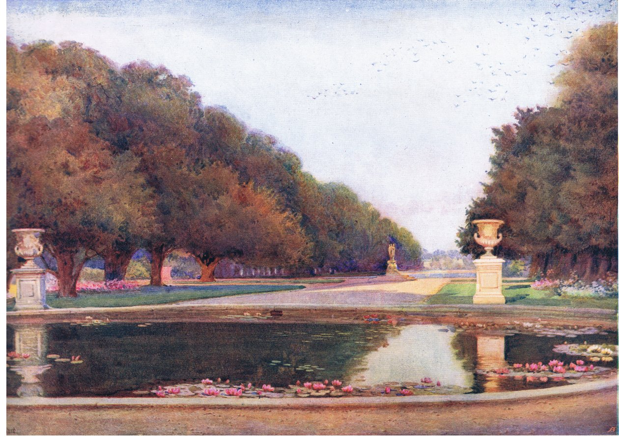 The Long Water, Hampton Court, The Gardens of England: Southern and Western Countiesissa, julkaisija The Studio tekijältä Edith Helena Adie