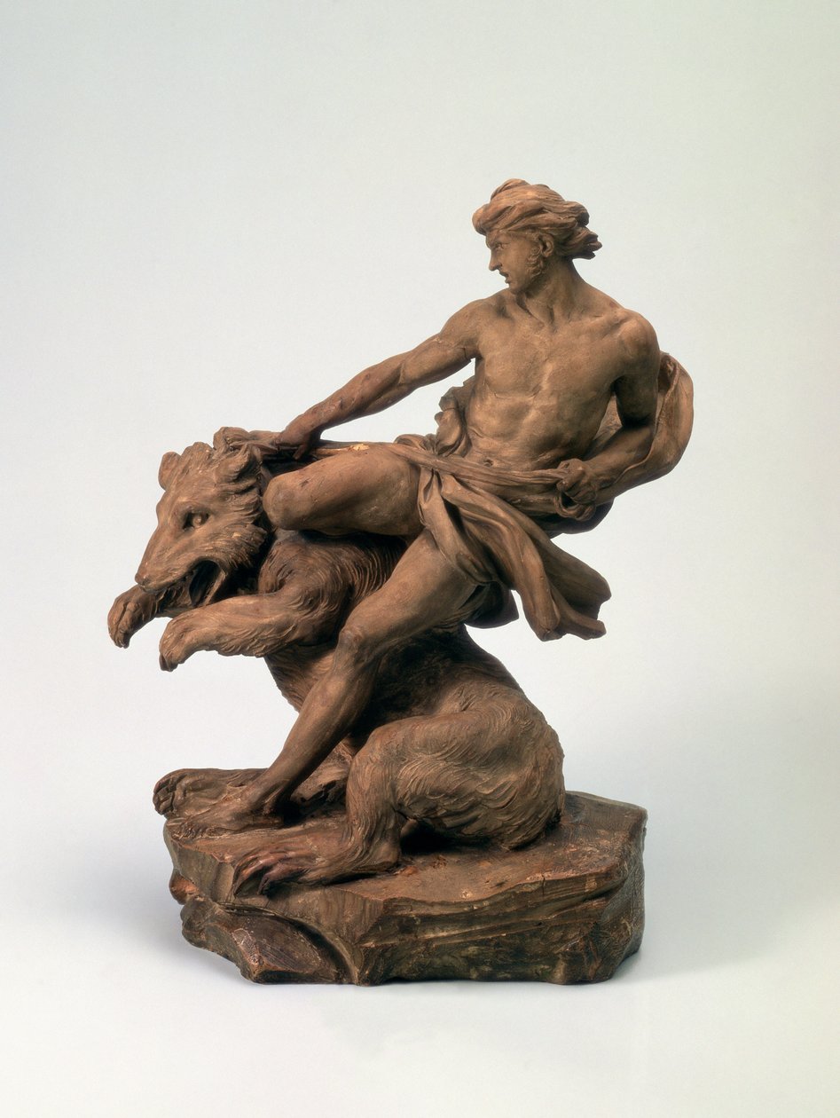 Urheilija karhun kanssa, 1735 (terrakotta) (73702 pari) tekijältä Edmé Bouchardon