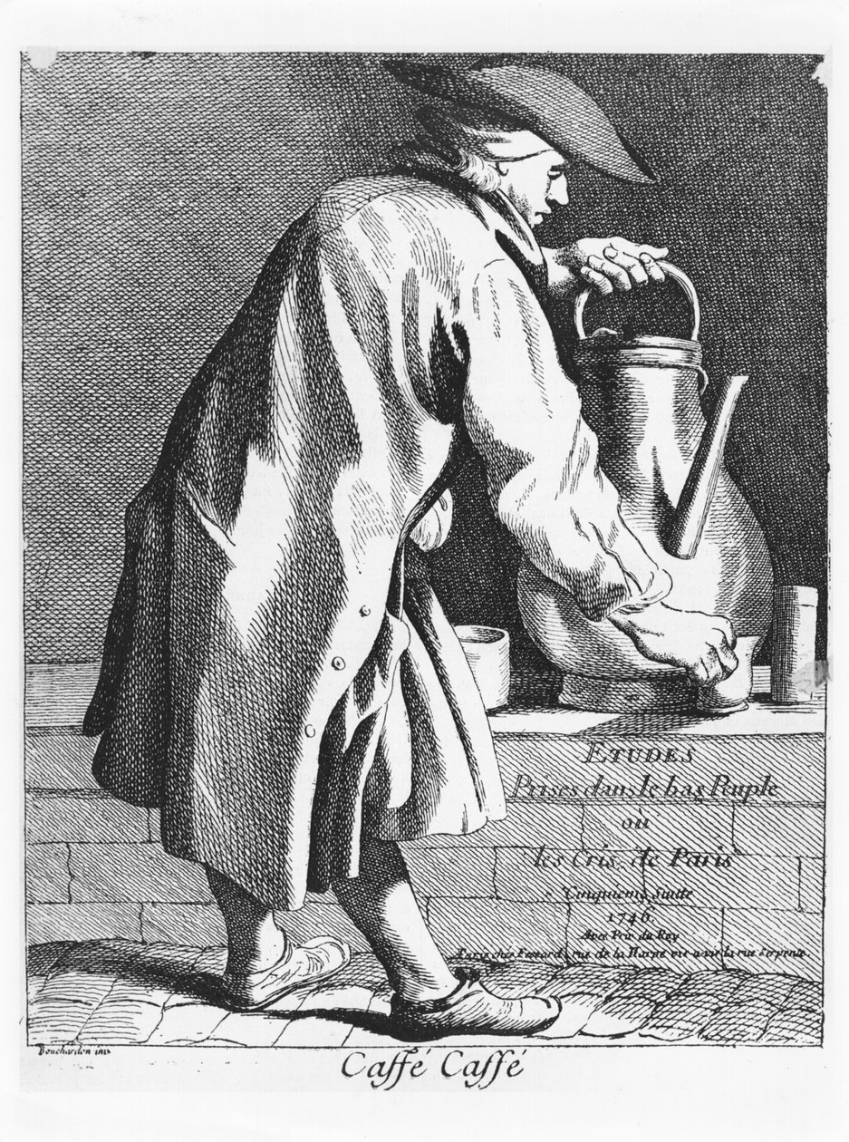 Myydään kahvia sarjasta "Les Cris de Paris", 1746 tekijältä Edmé Bouchardon