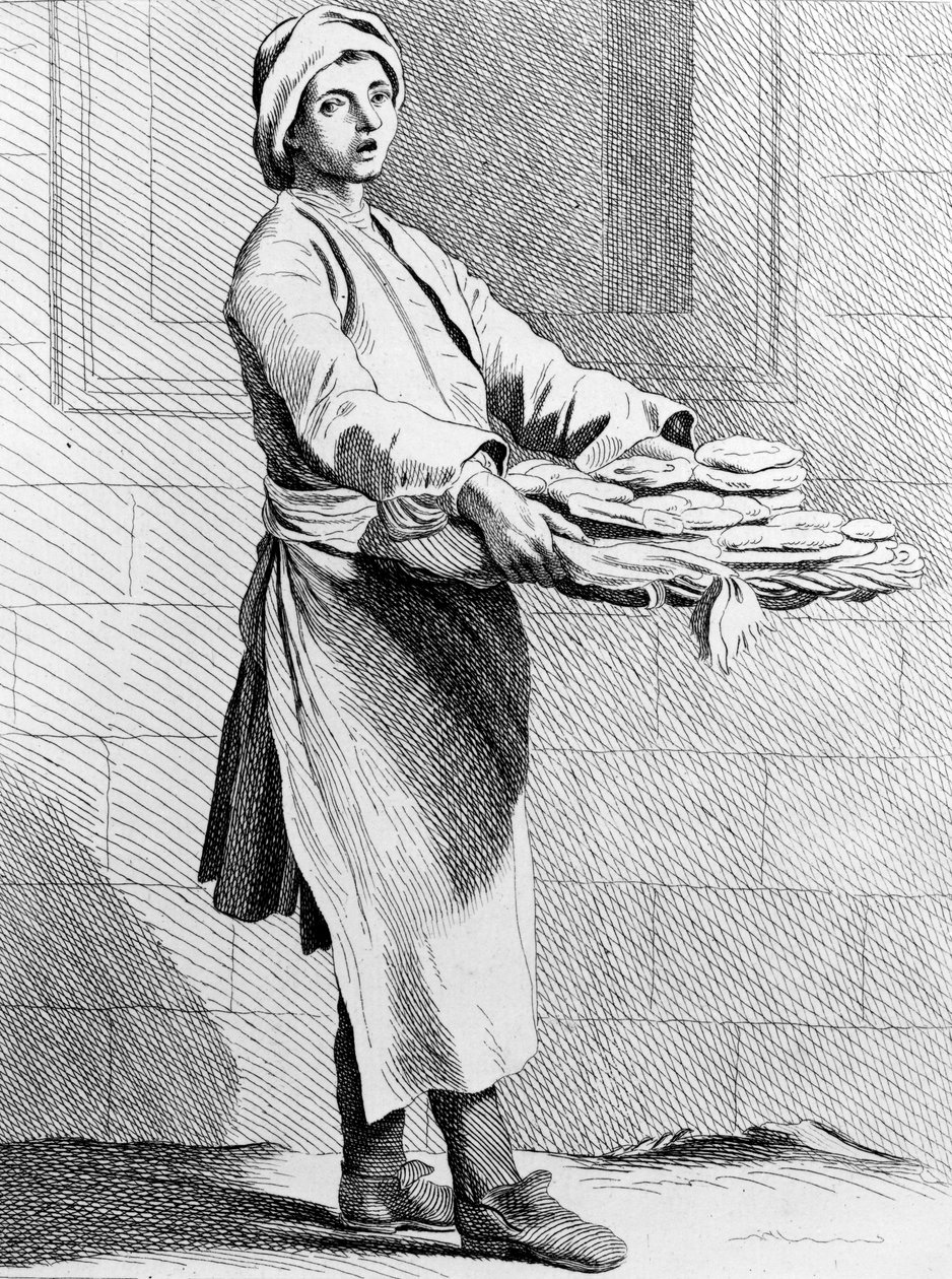 Hot Pies, 1737, inukit ng French School (18th century) finn tekijältä Edmé Bouchardon