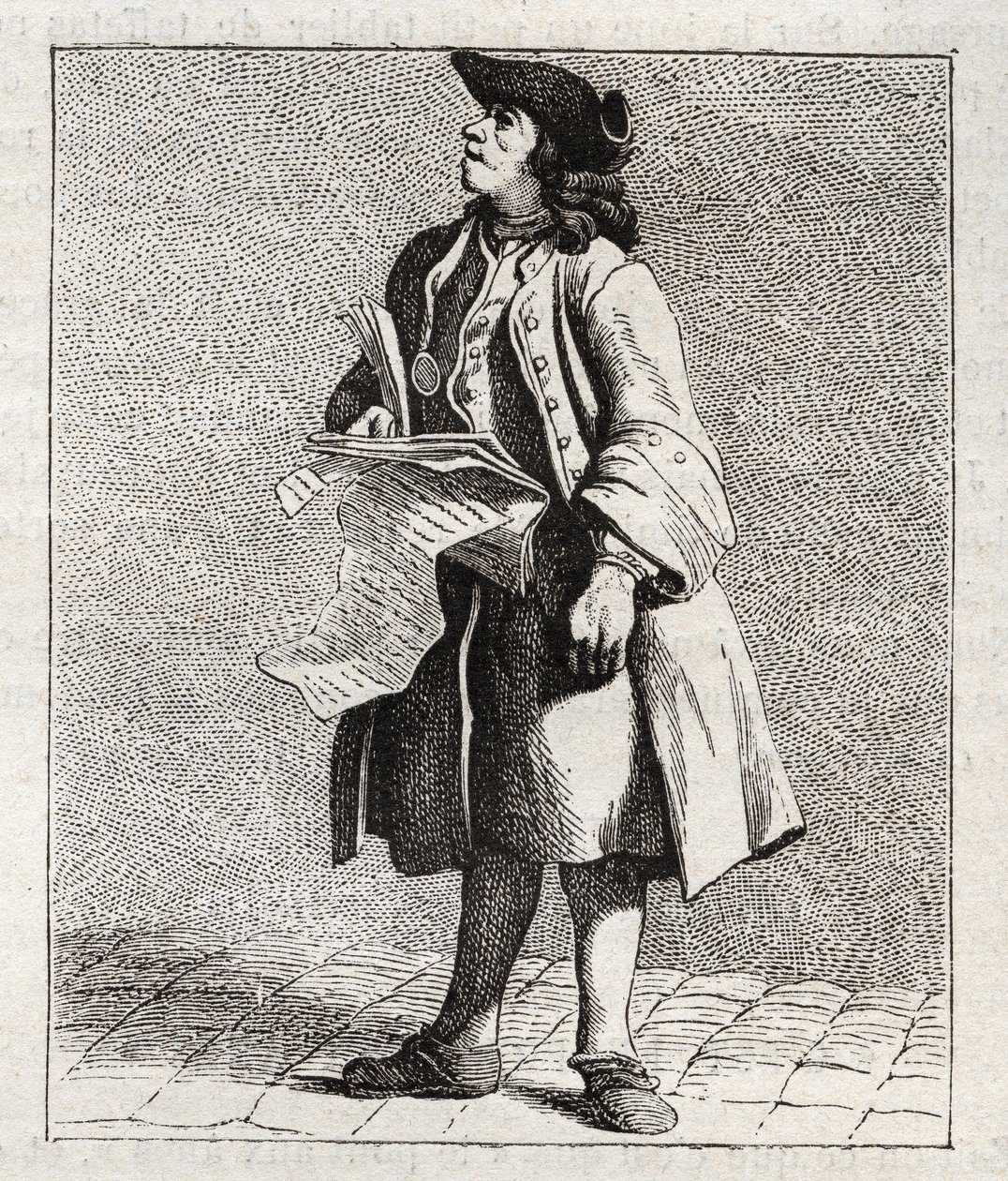 Numeroiden voittajien huutaja (Loto) - Petity metier de Paris (Tutkimuksia alhaisista ihmisistä eli Pariisin kriisistä) - Edme Bouchardonin (1698-1762) kaiverrus tekijältä Edmé Bouchardon