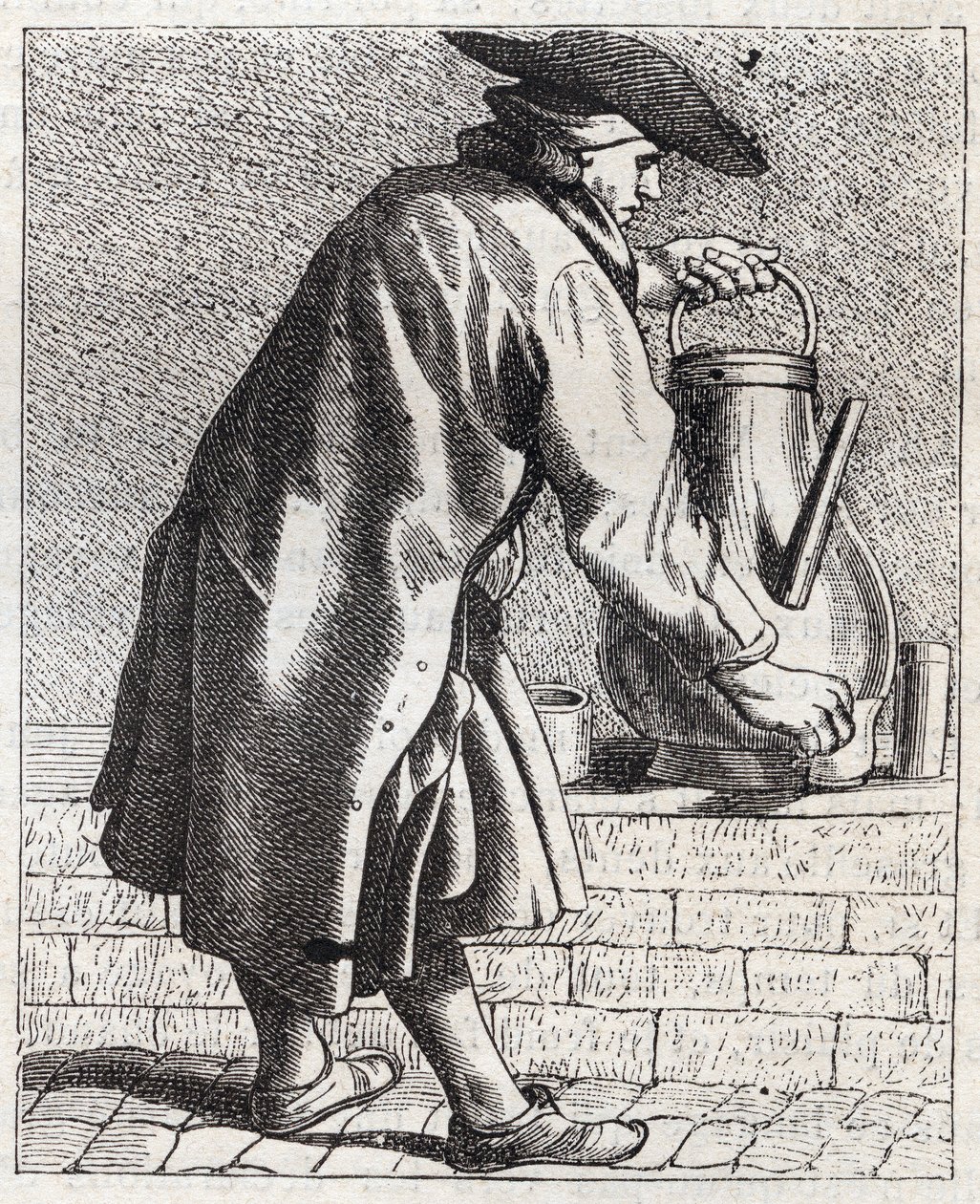 Kahvikauppias - Pepetit metier de Paris (Tutkimuksia alhaisista ihmisistä eli Pariisin kriisistä) - kaiverrus Edme Bouchardon (1698-1762) tekijältä Edmé Bouchardon