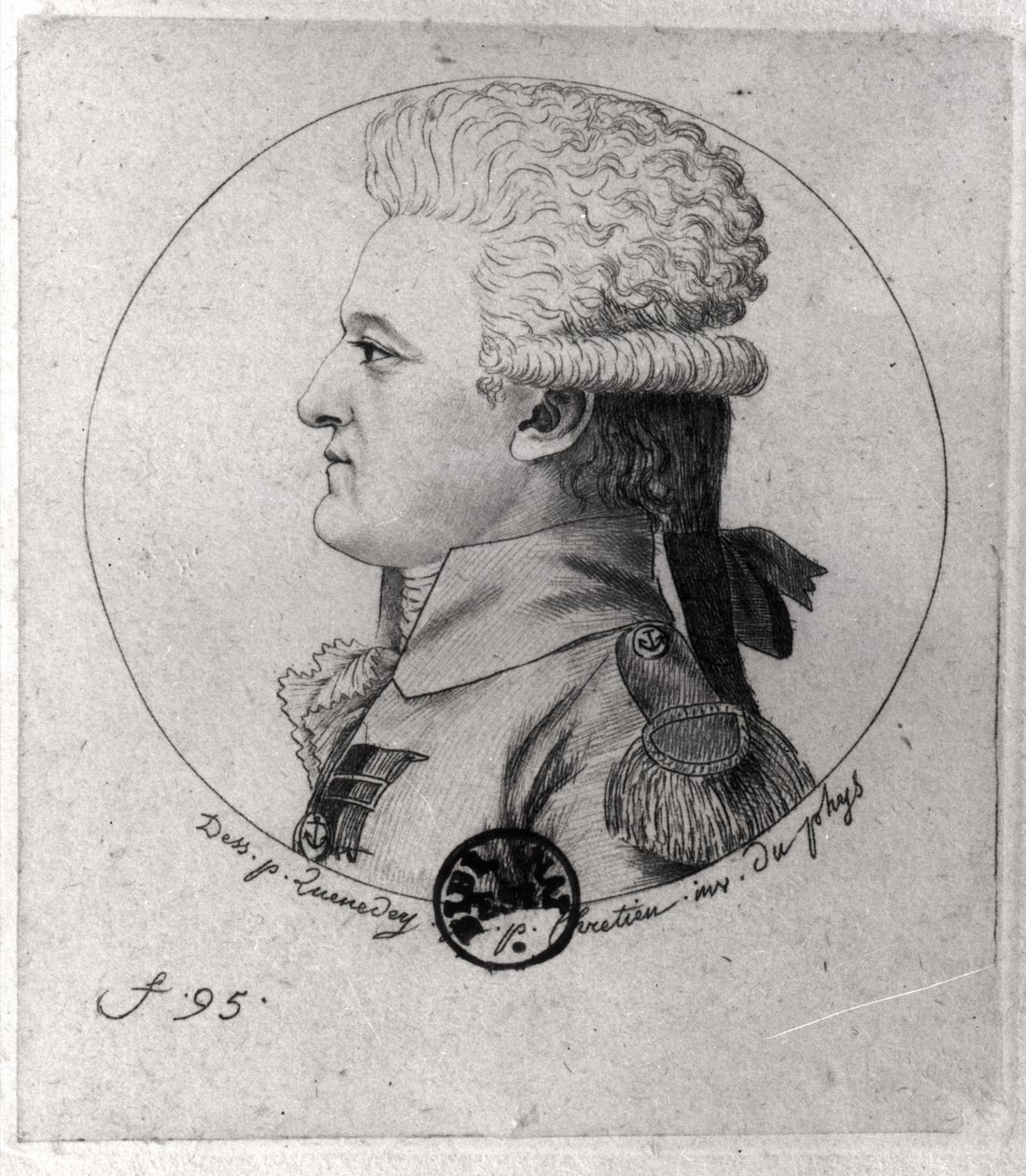 Pierre Charles de Villeneuven (1763-1806) muotokuva, kaiverrus Gilles Louis Chretien (1754-1811) tekijältä Edme Quenedey