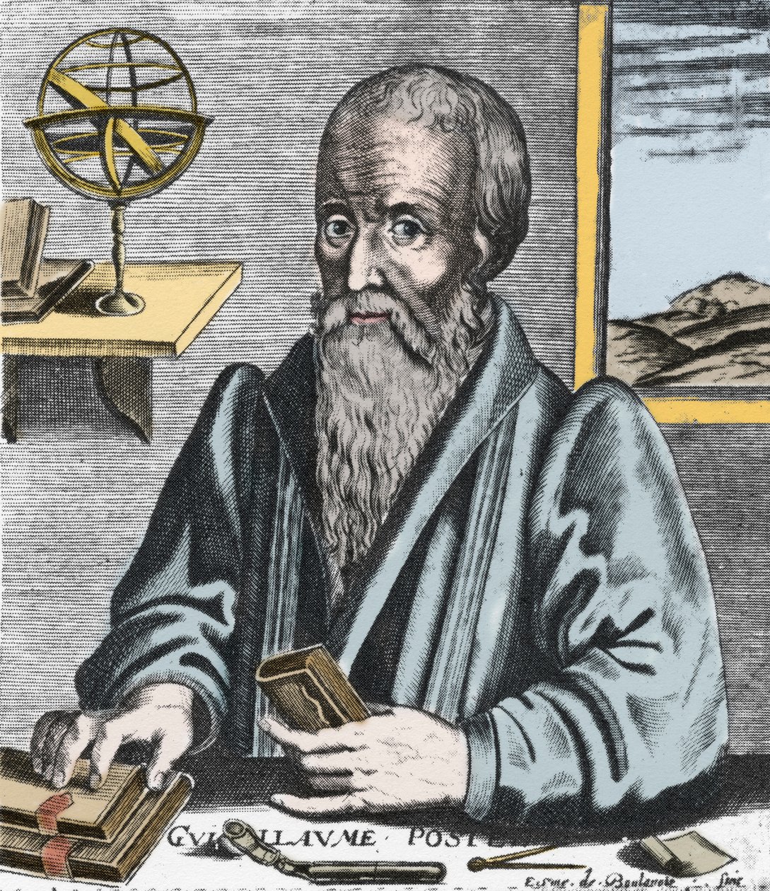 William Postelin (1510-81) muotokuva - Guillaume Potelin (1510-1581) muotokuva, orientalisti, filologi ja ranskan katolisen uskontokunnan teosofia. Kaiverrus Edme de Boulonois. tekijältä Edme de Boulonois