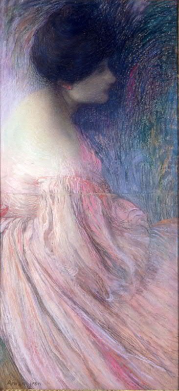 Femme en robe rosen tekijältä Edmond Aman Jean