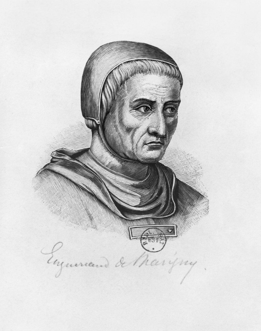 Enguerrand de Marignyn muotokuva (mustavalkoinen kuva) tekijältä Edmond Boulenaz