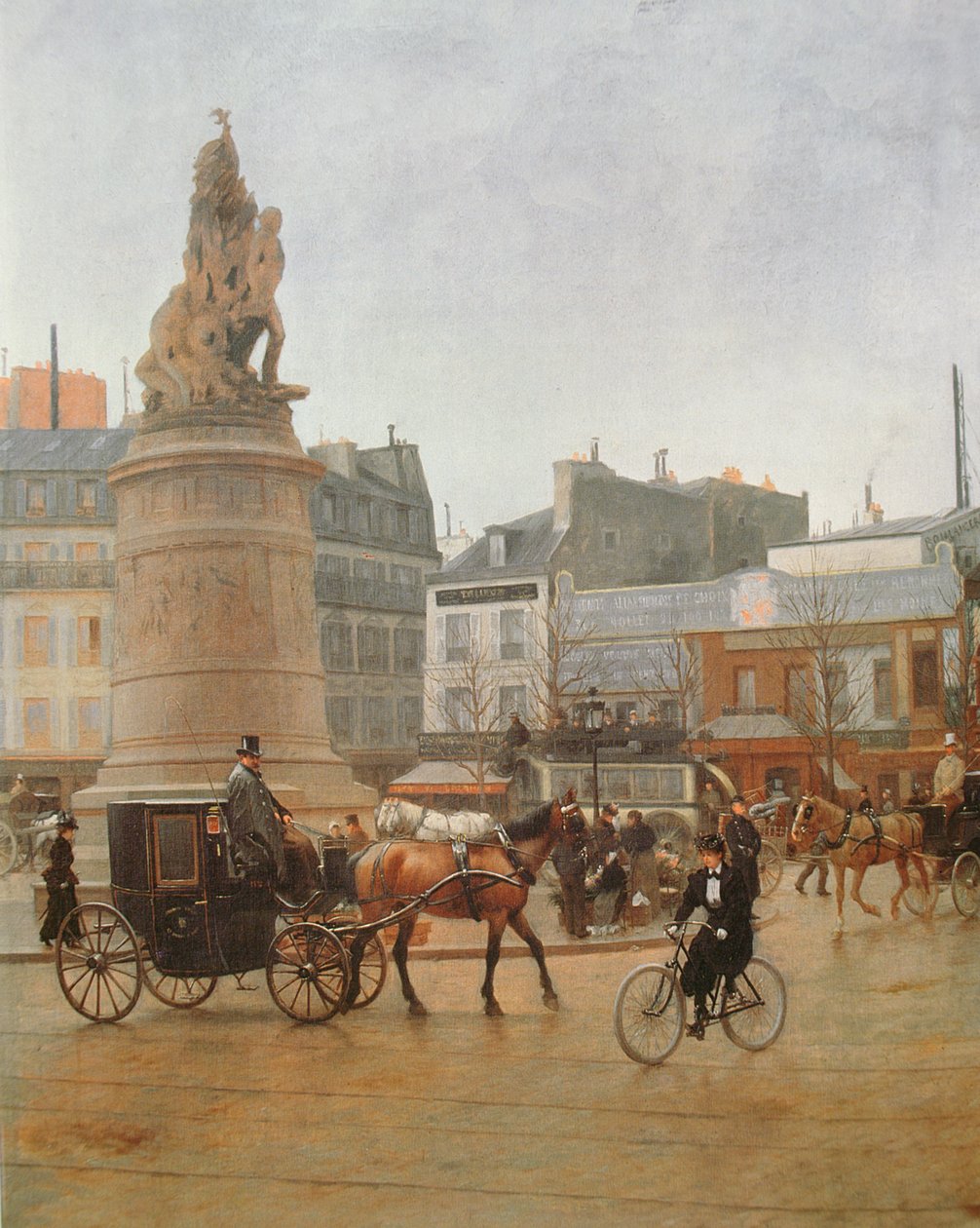 La Place Clichy, Pariisi, 1896 öljy kankaalle yksityiskohta numerosta 27890 tekijältä Edmond Georges Grandjean