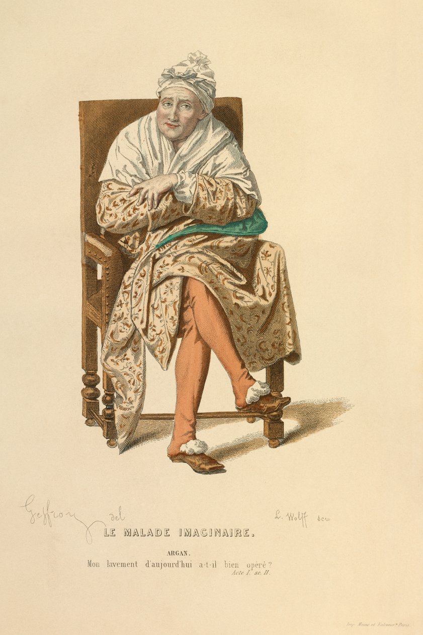 Puku Arganin rooliin, noin 1868 (kaiverrus). tekijältä Edmond Aime Florentin Geffroy