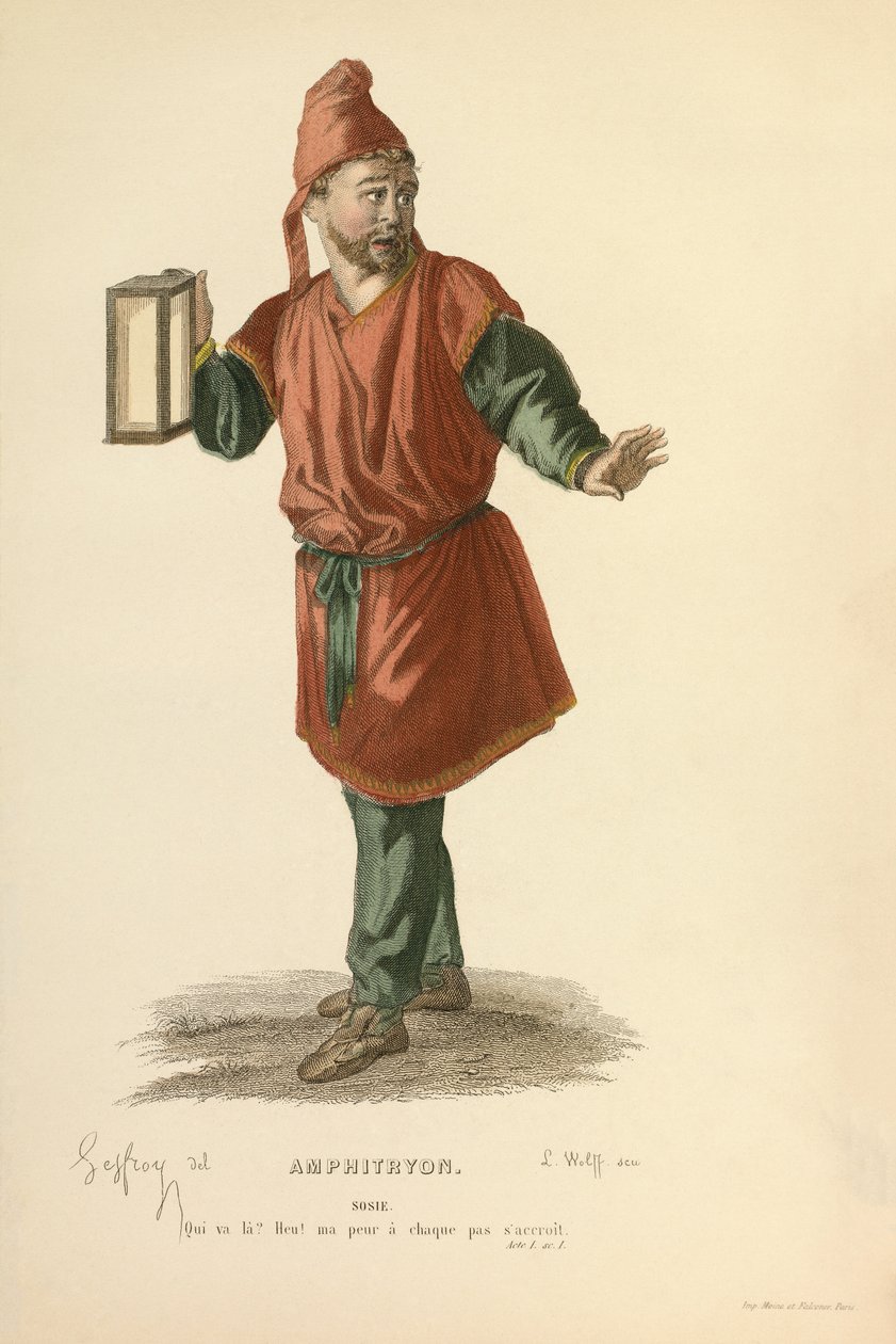 Puku Sosien roolia varten, noin 1868 (kaiverrus). tekijältä Edmond Aime Florentin Geffroy