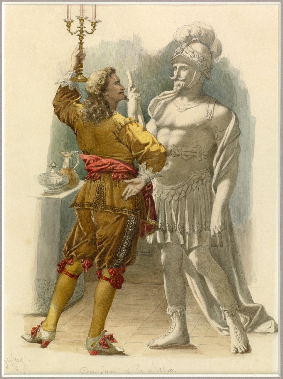 Muotokuva Dom Juanista ja patsaasta, noin 1870 (vesiväri). tekijältä Edmond Aime Florentin Geffroy