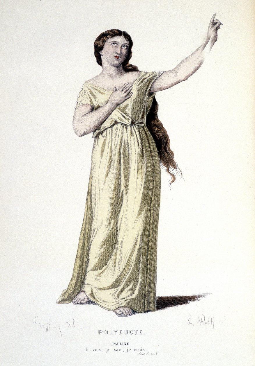 Paulinen hahmo tragediassa Polyeucte marttyyri - Full Theatre: (Corneillen näytelmien kokoelma) Geffroyn piirustus, L. Wolffin kaiverrus - toim. Laplace, Sanchez et Cie, Pariisi 1884 tekijältä Edmond Aime Florentin Geffroy