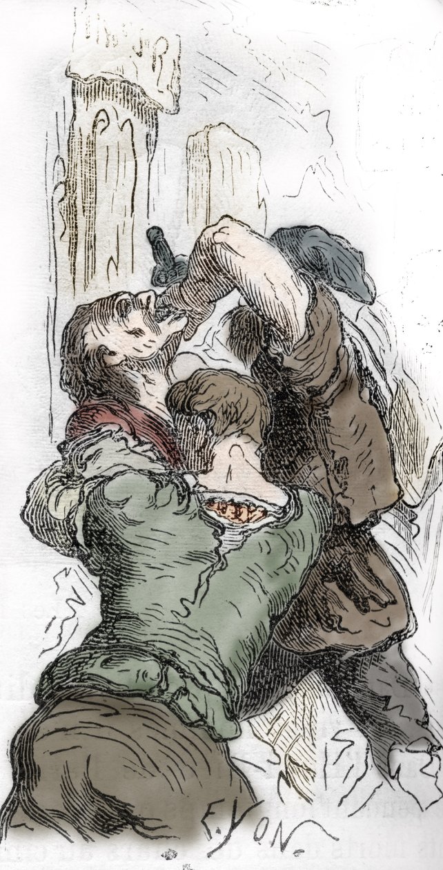 Black Death: juutalaisten teurastus, 1348, kuvitus Charles Lahuren teoksesta "Histoire-populaire-de-France", 1866 tekijältä Edmond Charles Yon