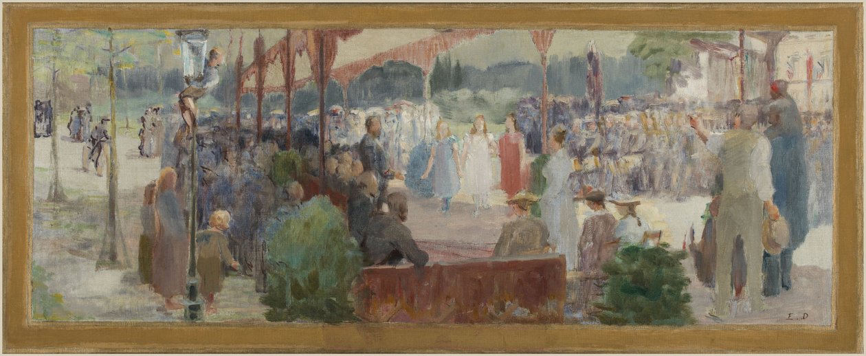 Maisons-Alfortin kylätalon luonnos: Hommage au mérite, vuosien 1893 ja 1895 välillä (öljy kankaalle). tekijältä Edmond Debon