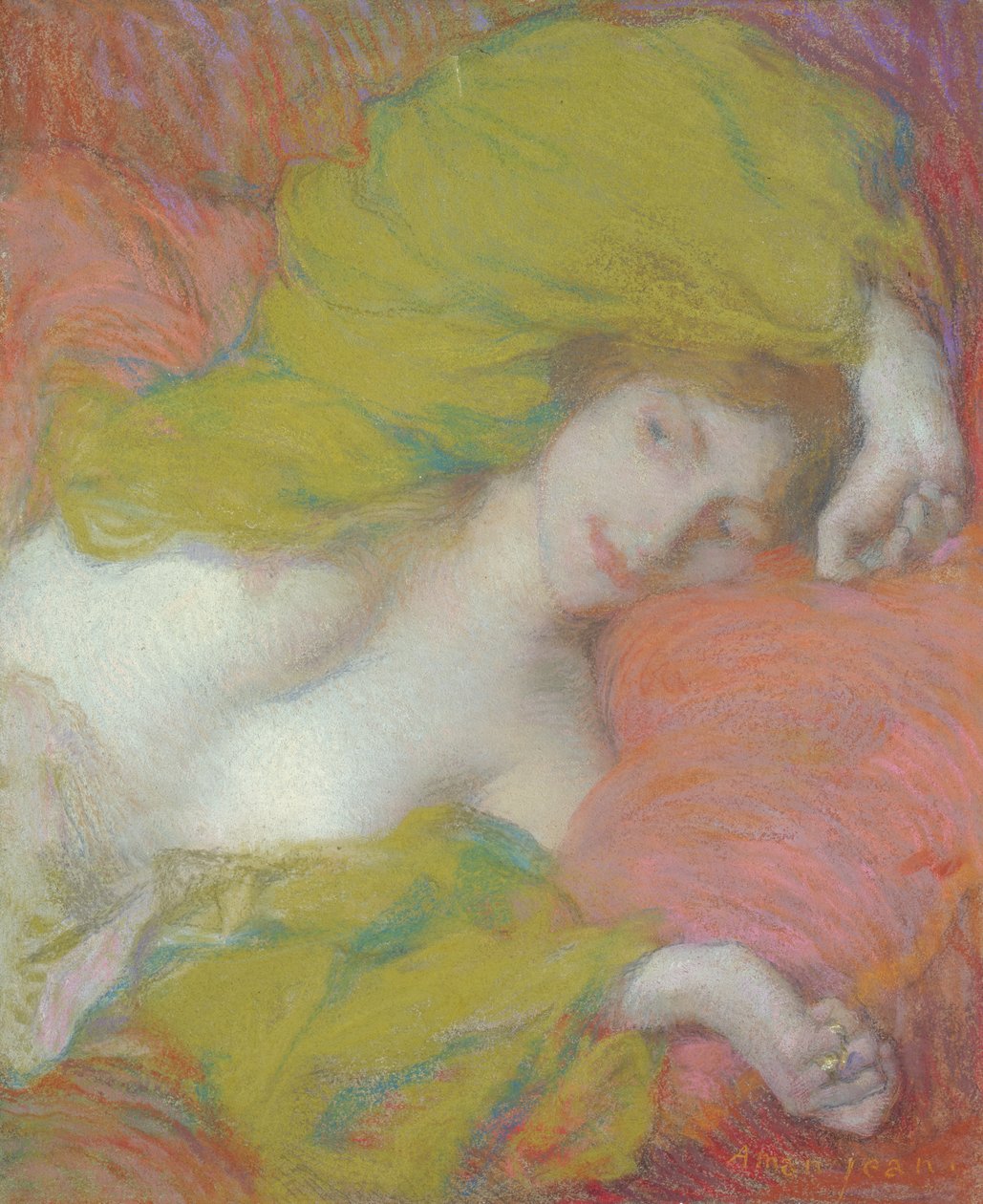 Idleness, n.1895 (pastelli paperille) tekijältä Edmond François Aman Jean
