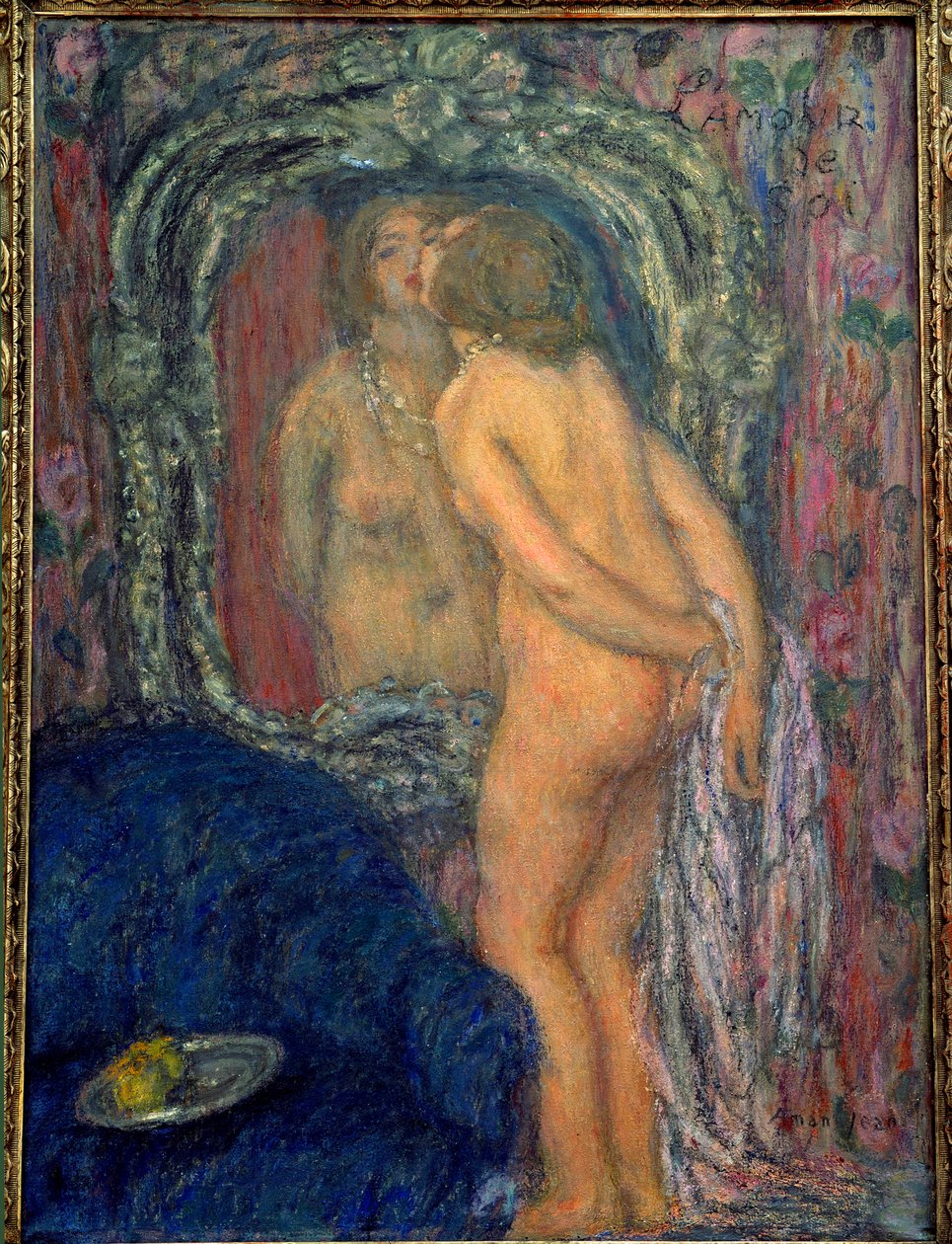 Itserakkaus. Edmond Francois Aman Jeanin maalaus (Aman-Jean, Amand Jean, Aman-Jean tekijältä Edmond François Aman Jean