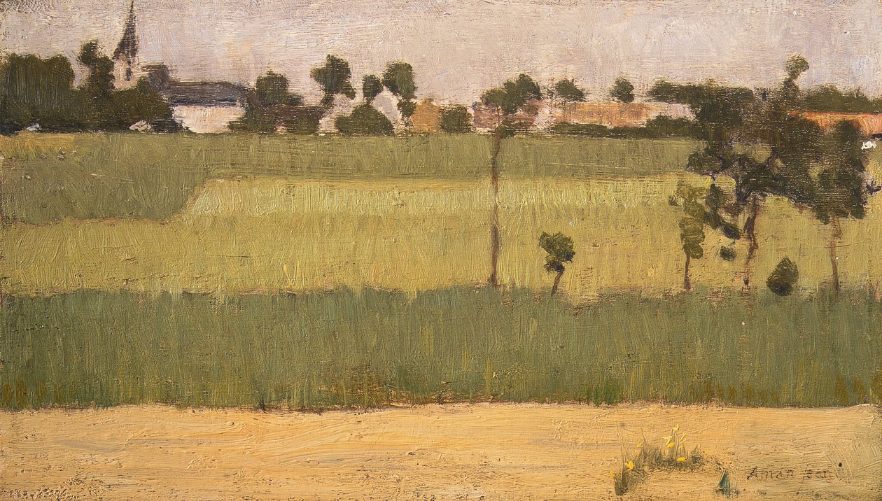 Kylän laitamilla, n. 1880. tekijältä Edmond François Aman Jean