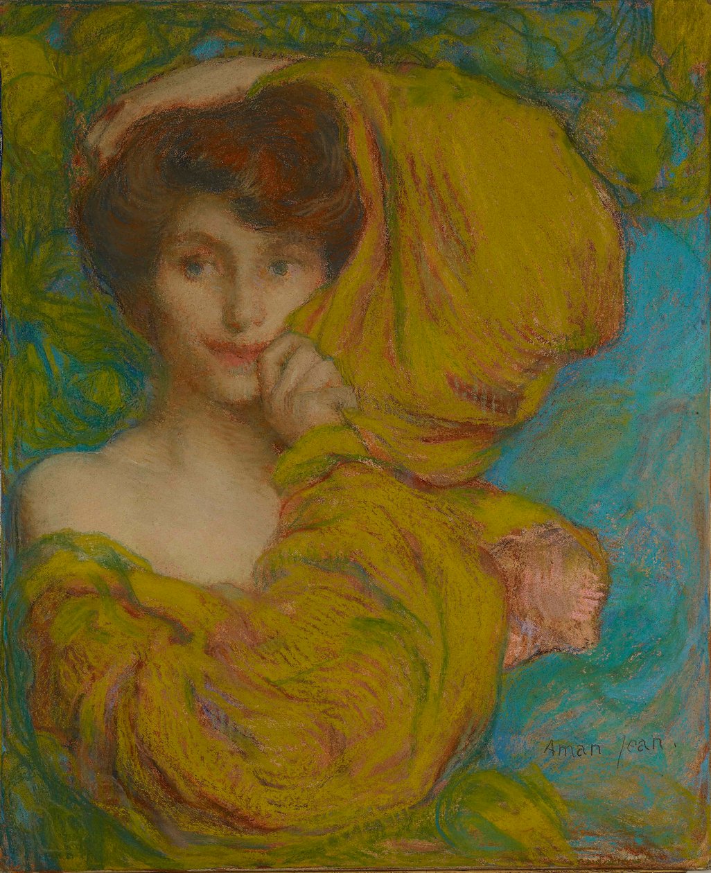 Nuori nainen keltaisella huivilla, c. 1900. tekijältä Edmond François Aman Jean