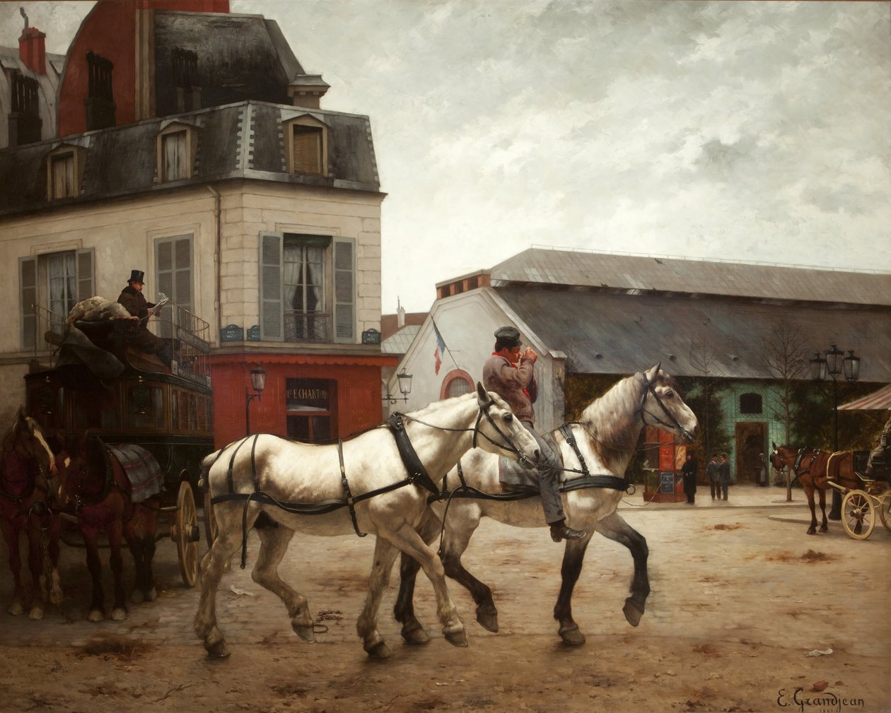 Linja -autopysäkki Place de Passylla tekijältä Edmond Georges Grandjean