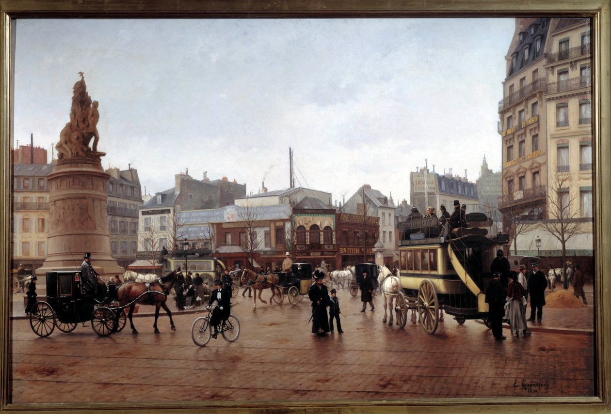 Näkymä Place Clichylle vuonna 1896 Edmond Grandjeanin (1844-1908) maalaus 1896 su. 0,85x1,3 m Pariisi, Musee Carnavalet tekijältä Edmond Georges Grandjean