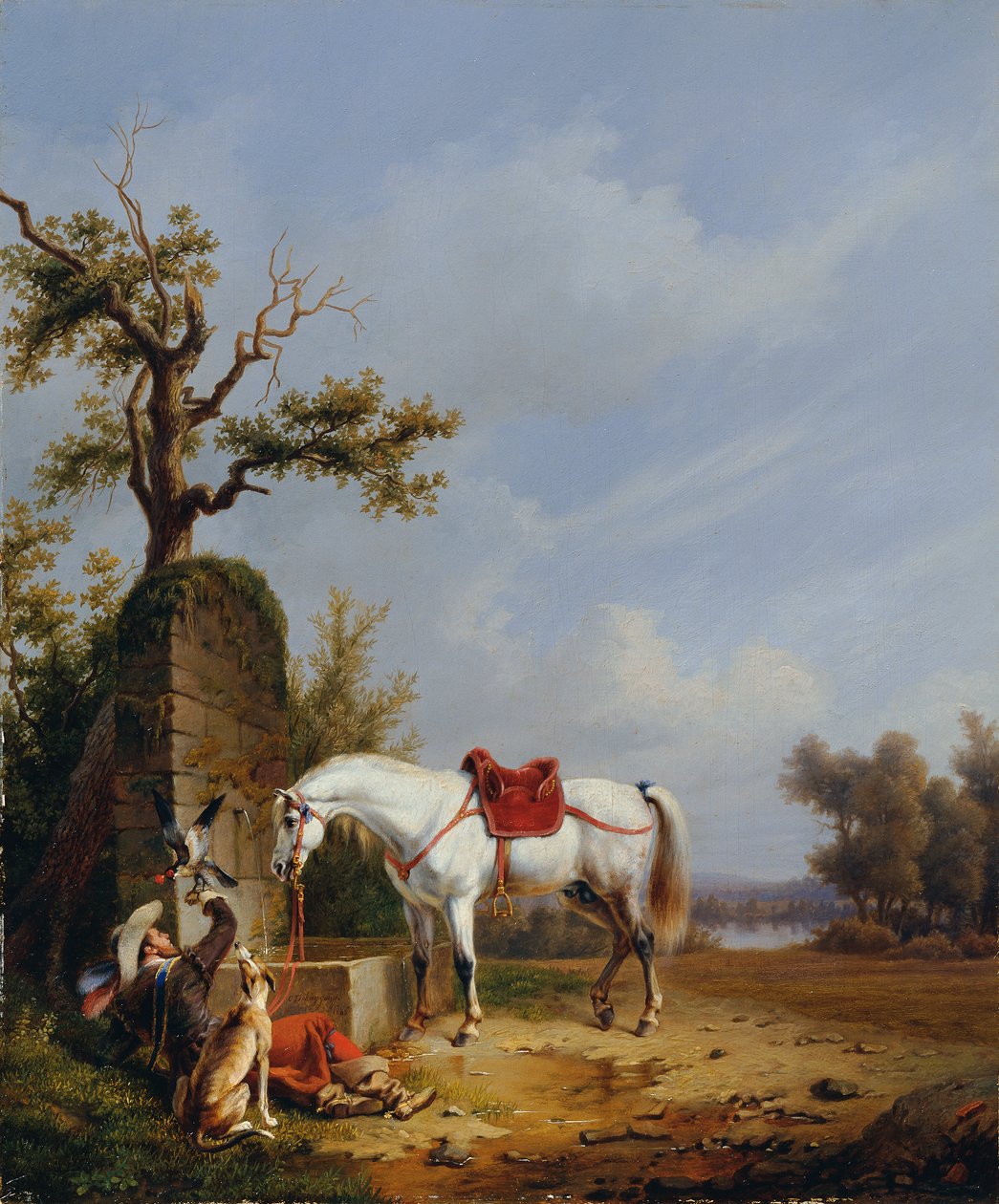 Saksa: Reiter mit Pferd Ratsastus hevosen kanssa tekijältä Edmond Jean Baptiste Tschaggeny