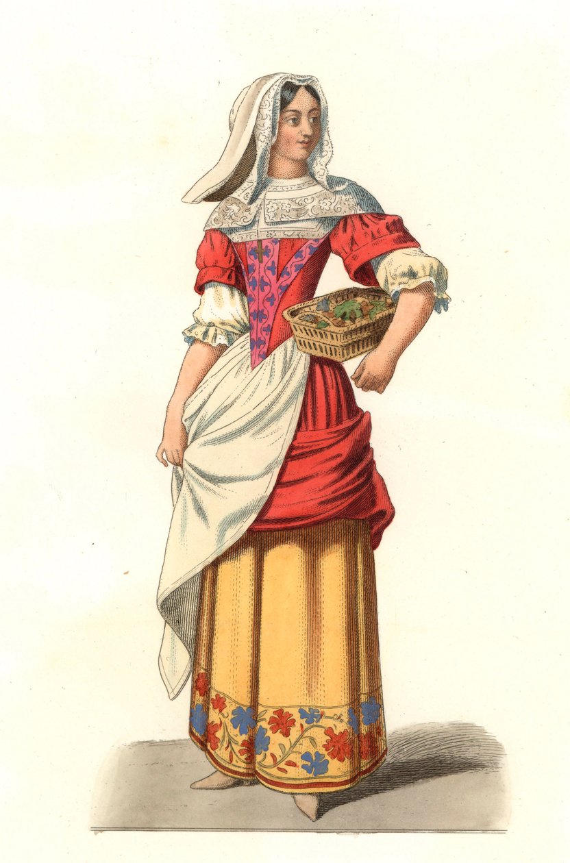 Ranskalainen talonpoika 1600-luku, Jean Saint Jeanin kaiverruksesta - Litografia Edmond Lechevallier-Chevignardin (1825-1902) kuvituksesta teoksesta "Costumes historiques des 16th tekijältä Edmond Lechevallier Chevignard