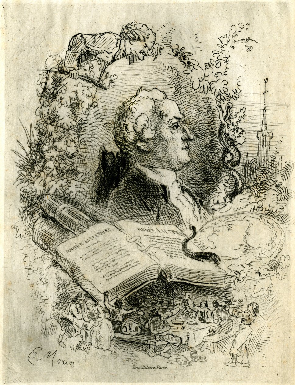 Muotokuva Elie Catherine Freronista (1718 -1776) tekijältä Edmond Morin