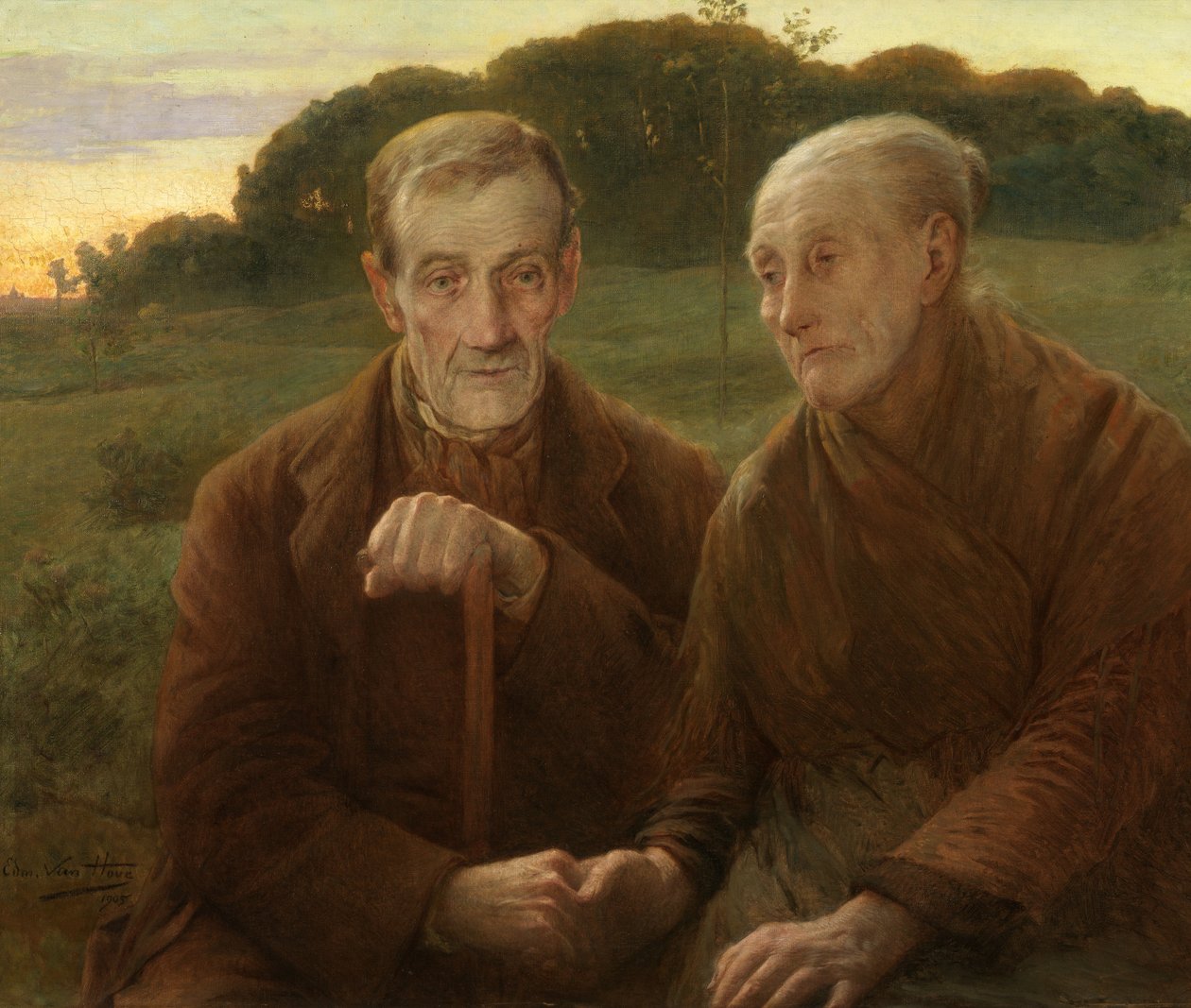 Elämän auringonlasku (öljy kankaalle) tekijältä Edmond Theodor van Hove