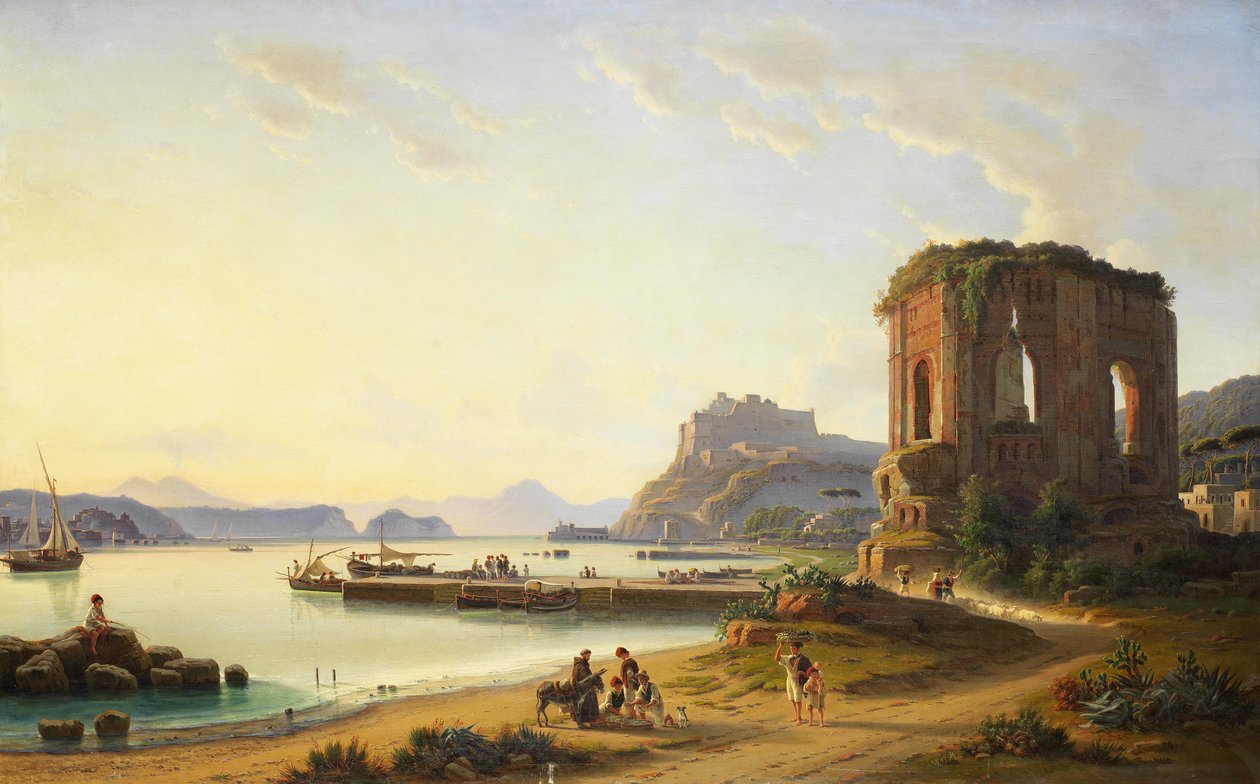Ausblick über den Golfo di Pozzuolo mit dem alten Hafen und der Burg tekijältä Edmund Hottenroth