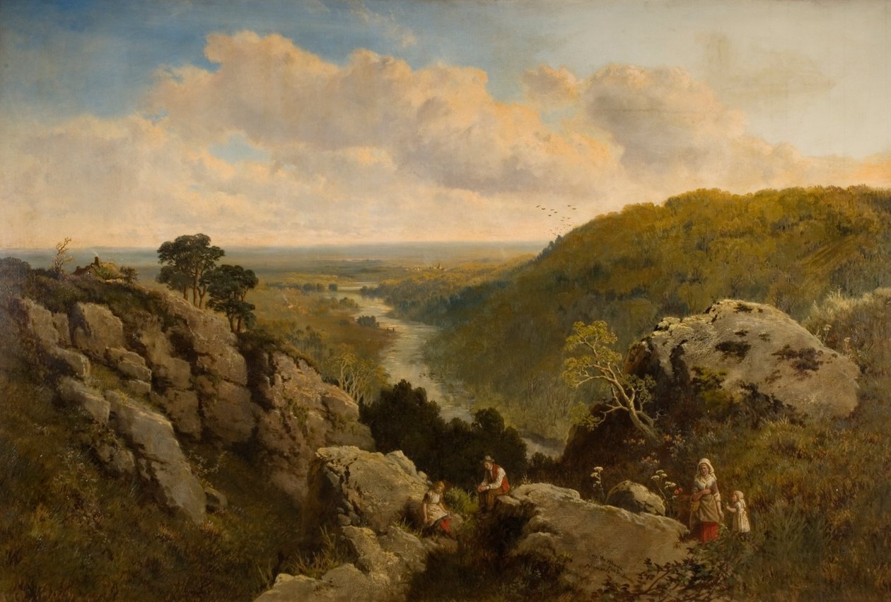 Näkymä satamalaiturille lähellä Pateley Bridgeä, Yorkshire tekijältä Edmund John Niemann