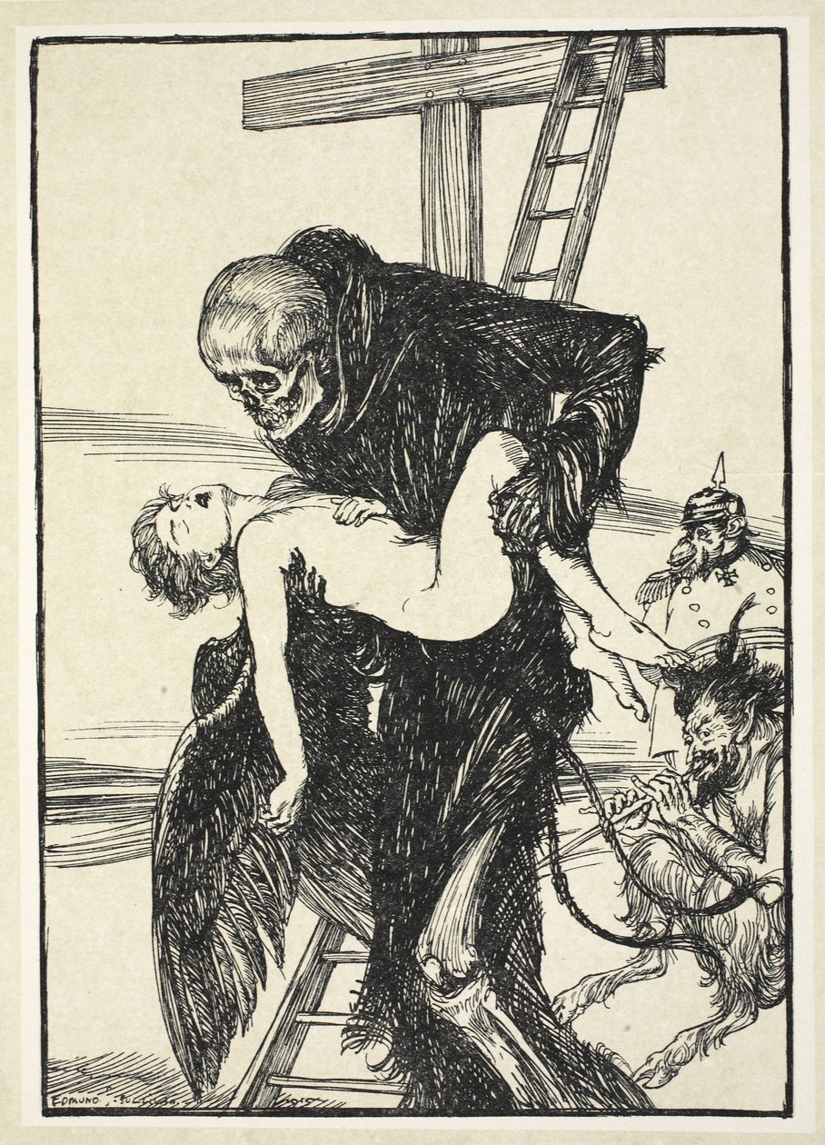 Julmampi kuin kuolema, kuvitus Edmund J. Sullivanin Keisarin seppeleestä, pub. 1916 tekijältä Edmund Joseph Sullivan